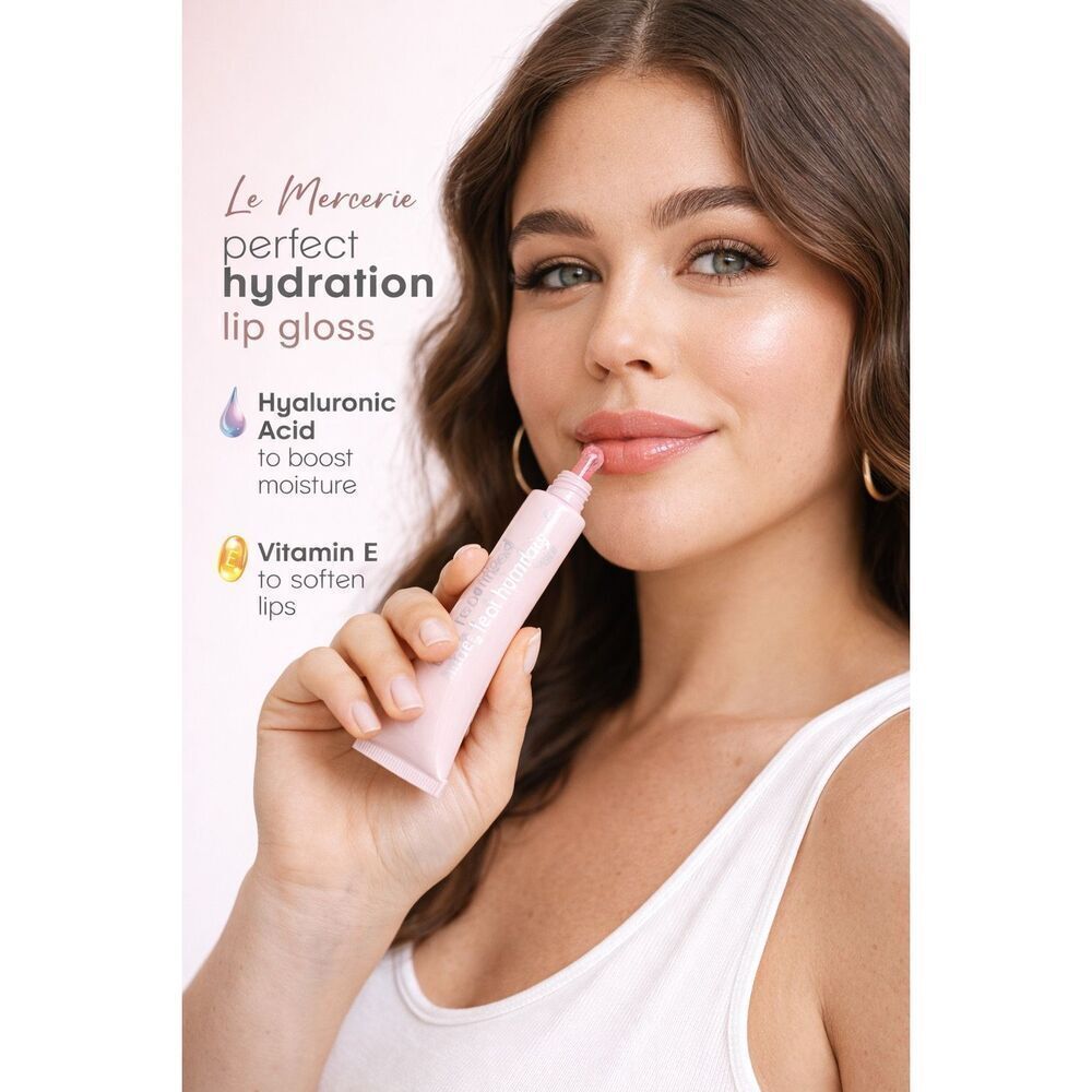 Le Mercerie Perfect Hydration Lip Gloss Hyaluronic Acid Vitamin E 0.5oz